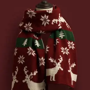 カスタム卸売ピュアスカーフショールデザイナー高級カシミアウールショールスカーフレディースメンズスノーフレーククリスマススカーフ