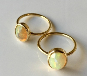 ดีโอปอลเอธิโอเปียนโอปอลรูปไข่และซิทรีน10มม. พลอยเจียระไนทรงกลม925สเตอริงเงินชุบทองแหวนแฮนด์เมดหินคู่ - Product Image 2