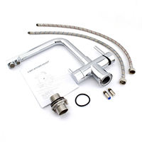 Robinet de cuisine moderne à double poignée, finition chrome poli, pour eau potable, eau filtrée froide et chaude, et eau gazeuse, robinet de cuisine 4 en 1