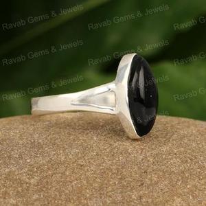 Anillo de diseñador de Plata de Ley 925 más vendido para mujer, forma de marquesa de ónix negro genuino de alta calidad, hecho a mano para fiesta - Product Image 5