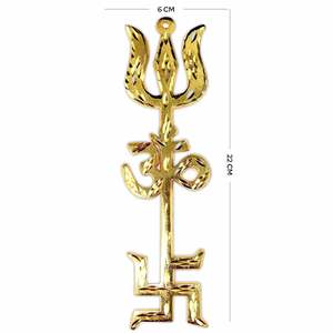 HOME GENIE Tri Shakti Trishool Brass Trishul, Om et Swastik Symbole pour Home Temple, Vastu et Protection Spirituelle - Product Image 2