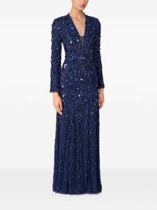 Robe longue élégante à encolure en V et manches longues, antistatique et respirante pour les mariages, les bals, les soirées avant incluses - Product Image 5