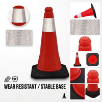 Cône de signalisation routière en PEHD de 50 cm (20 pouces) pour parking, cône de sécurité en plastique rigide de 500 mm, cône d'avertissement haute intensité
