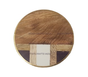 <b>Mats</b> & Pads Factory Wholesale <b>Round</b> Wood & Resin Coaster Square <b>Round</b> Hexagon Wood Coasters for Tea Drink - Product Image 1
