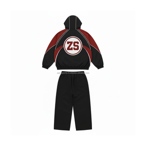 Conjunto cortavientos GSM 220 de alta calidad, paneles granate negros de dos tonos para mujer, tela resistente al agua, Impresión de bordado de logotipo personalizado - Product Image 2