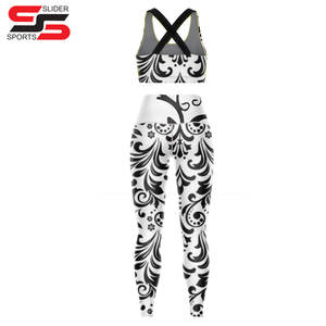 Diseño personalizado mujeres Yoga ropa conjunto transpirable sólido deportes sujetador pantalones Leggings sublimación impreso Fitness gimnasio - Product Image 2