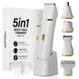 Afeitadora Eléctrica 5 en 1 Húmeda y Seca, Impermeable IPX7, USB C, para Mujer, Depiladora Corporal, Facial y de Área Íntima, para Uso en Bikini y Rostro - Product Image 1