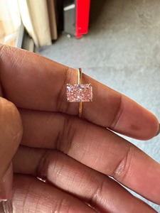 Anillo de Compromiso Solitario con Diamante Rosa Cultivado en Laboratorio, Corte Radiante, Certificado por IGI, para Mujer, en Oro de 14k, Anillo de Boda con Diamante de Fantasía, Regalo - Product Image 5