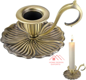 เชิงเทียนทรงกรวยโลหะเคลือบทอง สำหรับตกแต่งบ้าน ทำจากอะลูมิเนียม - Product Image 5