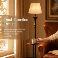 Lampe de sol moderne en bois avec abat-jour en tissu et corps en fer E27, prise multi-pays, lampe de lecture