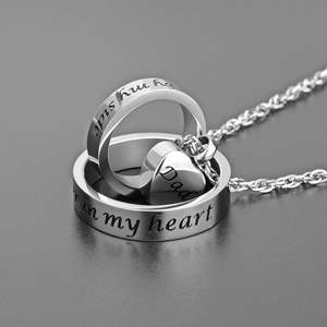 Collier d'urne de papa en argent pour cendres qui ne sont plus à mes côtés pour toujours dans mon coeur médaillon sculpté collier de cendres incinérées taille personnalisée - Product Image 4