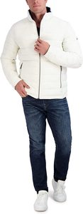 Vestes matelassées d'extérieur personnalisées, réversibles, coupe-vent, écologiques, à col montant, manches longues, avec logo personnalisé, couleur rouge - Product Image 3
