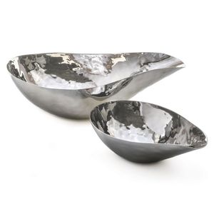 Bol de service en argent martelé moderne mélange d'acier en laiton de mariage fabriqué en Inde de haute qualité supérieure décor vaisselle à manger 2023 - Product Image 2