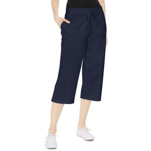 Pantaloni Capri da Donna Karen Scott Blu Navy in Maglia Traspirante, Modello Formale a Vita Media, Stile a Matita, Chiusura Elastica, Taglia XL, Colore Lavato - Product Image 1