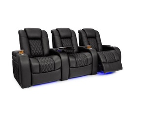 Sillón Reclinable Eléctrico de Cuero Italiano de Lujo, Asientos de Cine con Gravedad Cero, Reclinación sin Contacto con la Pared, Portavasos con Iluminación LED, Carga USB, Enchufes US y EU - Product Image 1