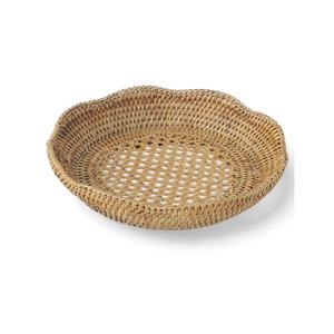 Handcrafted Rattan Rounded <b>Tray</b> with Handles Small Rustic Design <b>for</b> Kitchen Dining <b>Decorative</b> Plate <b>for</b> Serving Snacks - Product Image 4