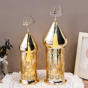 Lanterne LED en fer de haute qualité, faite à la main, dorée, moderne, pour la décoration de la maison, ornement suspendu pour la fête du Ramadan, Impex - Product Image 2