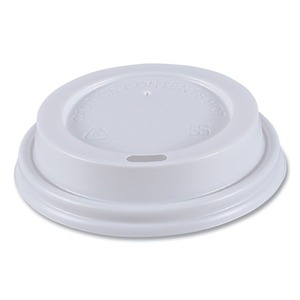 Boardwalk 8 Oz. Couvercles jetables pour gobelets chauds en plastique blanc, 50 par manchon, 20 manchons par carton - Product Image 2
