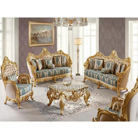 Ensemble de canapés de salon 8 places en teck, style européen luxueux et moderne, pour villas de luxe