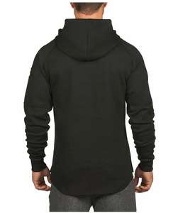 Sweat-shirt à capuche noir pour homme, coupe classique, manches longues, couleur unie, avec poche, décontracté, respirant, en molleton bouclette, pour l'automne - Product Image 2