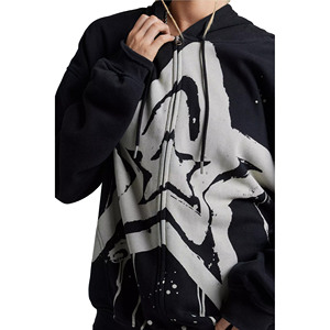 Printed <b>Zipper</b> Custom Manufacturer Winter Front Streetwear Hip Pop 100% Cotton Fleece Oversize Womens Clothing Crewneck <b>Hoodies</b> - Product Image 3