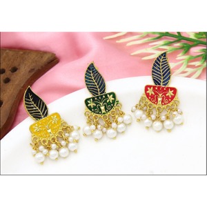 ผู้ผลิตต่างหูของ indo ตะวันตก meenakari เครื่องประดับ jhumka ชุบทองอินเดียสำหรับการส่งออกเครื่องประดับดูไบ - Product Image 2