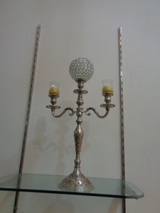 Candelabro decorativo de Metal, centro de mesa dorado completo, 3 brazos, 3 brazos - Product Image 2