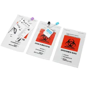 ZOOOM Factory Eco-friendly Medical Grade Hospital Reclosable Autoclavable Disposable Transportated Zipper Biohazard Specimen Bag