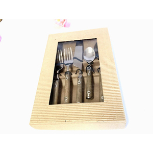 Ensemble de couverts de qualité supérieure en acier inoxydable avec manche en bois élégant, parfait pour les ustensiles de cuisine, les couverts de mariage - Product Image 2