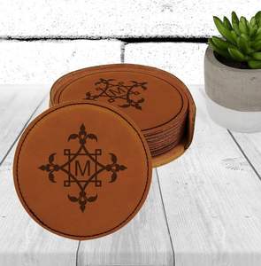 Juego de 6 posavasos de cuero PU de primera calidad, precio al por mayor, antideslizantes, impermeables, duraderos, para oficina y hogar - Product Image 2