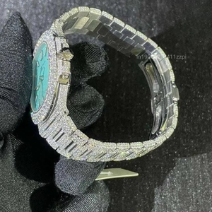 Reloj con esfera azul cielo VVS1 D Color redondo Moissanite Iced Out para hombre, reloj de diseñador con aspecto de diamante de acero inoxidable Hip Hop de lujo - Product Image 3