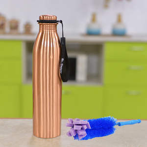 Botella de agua de alta calidad hecha de cobre puro para gimnasio de oficina y yoga Ayurveda Proveedor recomendado de botellas de cobre de India - Product Image 4