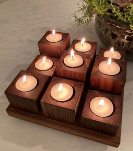 DECOR N UTILITY CRAFT Handmade Wood Candle <b>Light</b> Holder Christmas Centerpiece Rectangle Shape Uttar Pradesh India for Home Decor - Product Image 2
