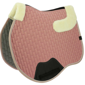 Tapis de selle matelassé en polyester élégant et respirant avec fourrure, personnalisé pour l'équitation - Product Image 1
