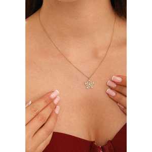 Collier en argent sterling 925 avec pendentif et breloque étoile et flocon de neige avec pierre blanche - Product Image 1