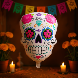 Globo de Calavera de Azúcar para el Día de los Muertos, 45x60cm, Decoración para Fiestas, Bolsa de 12 Piezas - Product Image 3