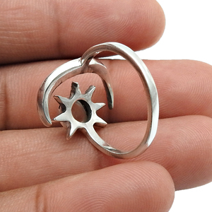 Diseño de sol y Estrella, Plata de Ley 925, rutilo Natural dorado piedra preciosa, anillo celestial, joyería hecha a mano, mayorista, fabricante - Product Image 4