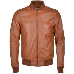 Chaqueta Bomber de cuero tostado para hombre 2025, abrigo de invierno informal con cremallera de talla grande, impermeable, de punto sólido, de poliéster, a prueba de viento - Product Image 1