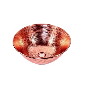 Fregadero de baño redondo martillado a mano de cobre puro de llegada superior - Product Image 2