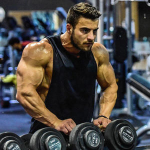 Camiseta de tirantes de verano para hombre, ropa informal de gimnasio de poliéster de secado rápido, decoración de cadenas bordadas de bolsillo con estampado de estilo muscular de Color sólido - Product Image 6