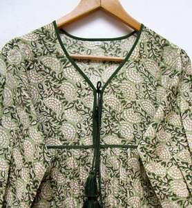 Boho indien 100% coton imprimé fleuri femmes caftan robe 3/4 manches plage porter soirée porter gratuit y compris 6XL bouton - Product Image 5