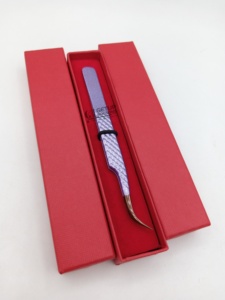 Pince à épiler professionnelle GETUP BROSONS IMPEX avec logo personnalisé, outils de beauté, revêtement poudré violet brillant, pointe incurvée en or rose - Product Image 4