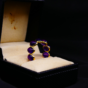 Anillo Ajustable de Plata de Ley 925 Sólida para Mujer, Chapado en Oro, con Gema de Amatista, Estilo Vintage, para Aniversario o Boda - Product Image 3