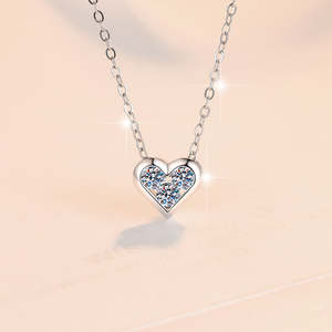 Bezel <b>Set</b> Heart Shape 0.75 CT Brilliant Cut Moissanite VVS D Color 925 Sterling <b>Silver</b> Pendant Necklace Women's Trendy <b>Jewellery</b> - Product Image 2