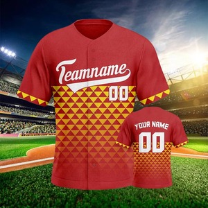Maillot de Baseball Personnalisé Rouge Or Hommes Femmes Jeunes Enfants Uniforme Boutonné Chemises de Baseball Personnalisées - Product Image 3