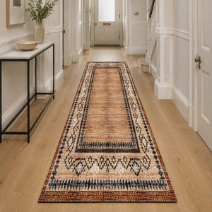 Tapis de salon en chenille antidérapant, imprimé numériquement, motif médaillon traditionnel rouge bordeaux, lavable en machine, vente en gros RUGS DEPOT LXDP-0077 - Product Image 5