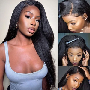 4C Crépus Bords Délié <span class=keywords><strong>Bouclés</strong></span> Bébé <span class=keywords><strong>Cheveux</strong></span> 13X6 Crépus Droite Avant <span class=keywords><strong>de</strong></span> Lacet Perruque <span class=keywords><strong>Cheveux</strong></span> Humains Transparent Yaki Droite Dentelle Frontale Perruque - Product Image 5