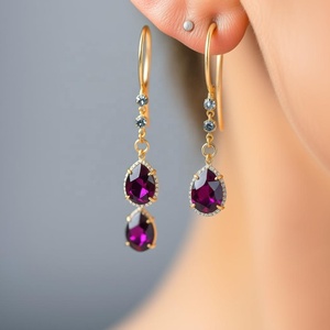 Vente chaude mode luxe 925 argent sterling améthyste pierre bleue boucle d'oreille fabricant de bijoux - Product Image 4