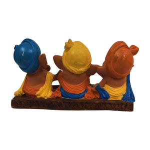 Juego de 3 Estatuas de Ganesh Ji de Resina Multicolor Pintadas a Mano para Decoración Religiosa Tradicional del Hogar y Regalo - Product Image 4