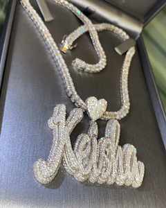 Pendentif en or jaune 18 carats plaqué, 3 carats de moissanite taillée en couronne, lettre, cadeau hip-hop pour enfants - Product Image 3